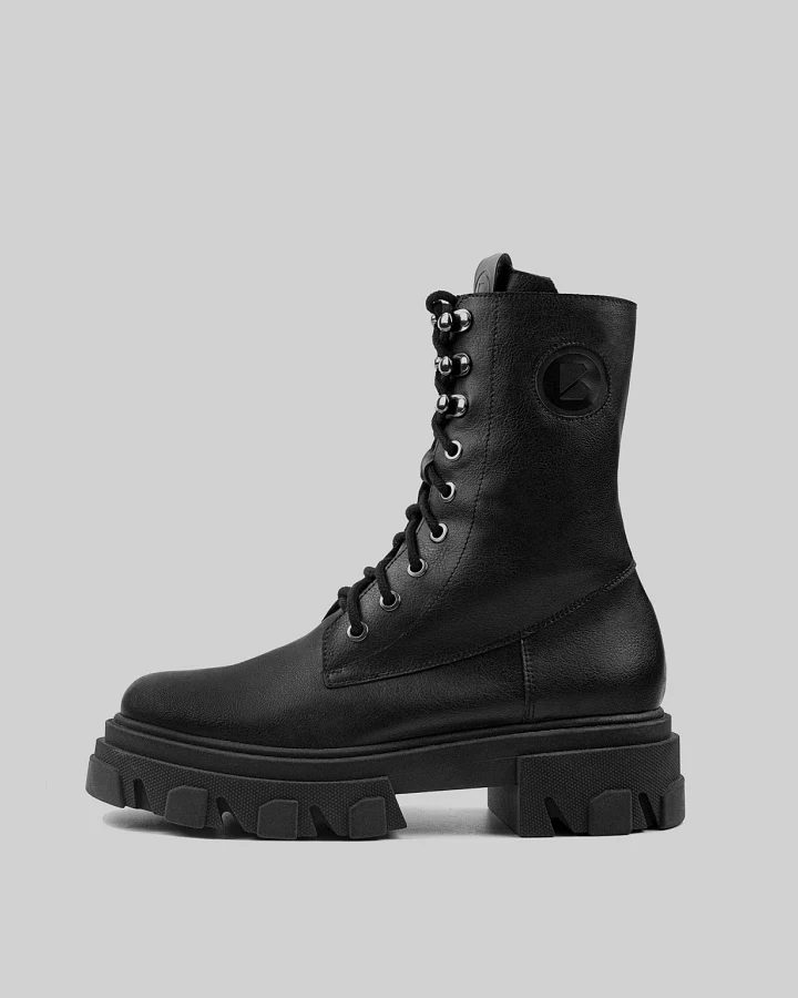 BOHEMA Damen vegan Combat Boots Schwarz