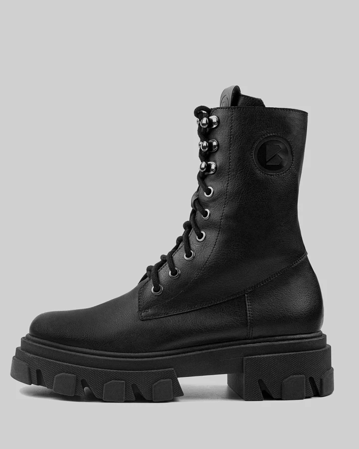 BOHEMA Damen vegan Combat Boots Schwarz