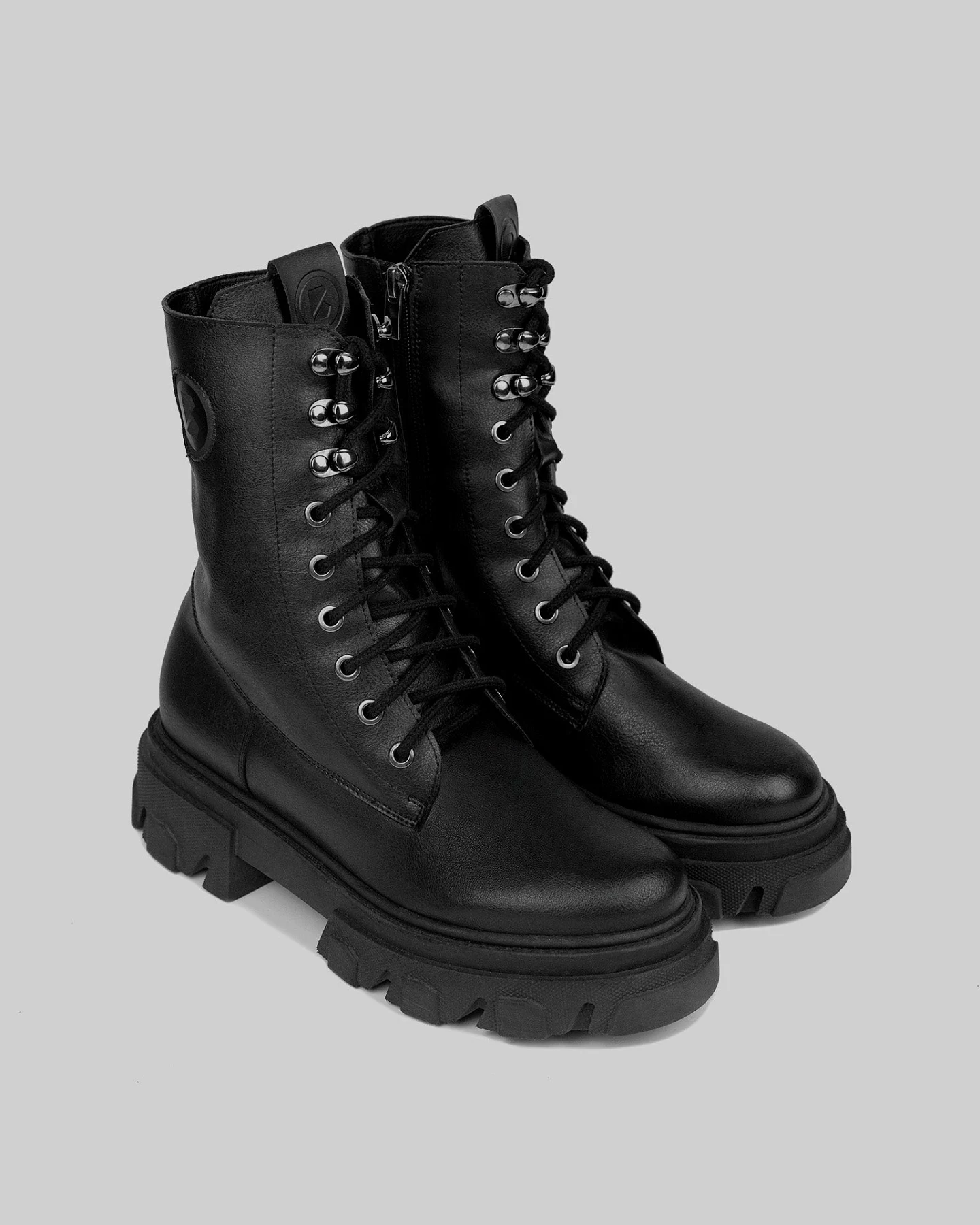 BOHEMA Damen vegan Combat Boots Schwarz – Ansicht 2