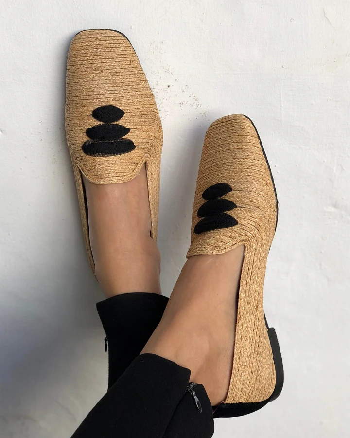Momoc Damen vegan Loafers Casablanca Raffia