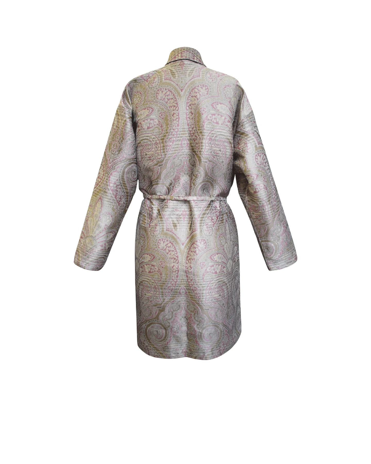 Anekdot Damen vegan Morgenmantel Lavendel Brokat Beige – Ansicht 2