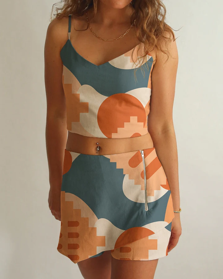 Averie Damen vegan Crop Top Und Shorts Set Alora Multicolor Waves