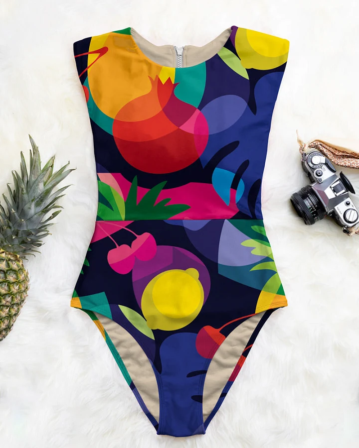 Averie Damen vegan Badeanzug Zip Up One-Piece Kylie Lush Tropic Print