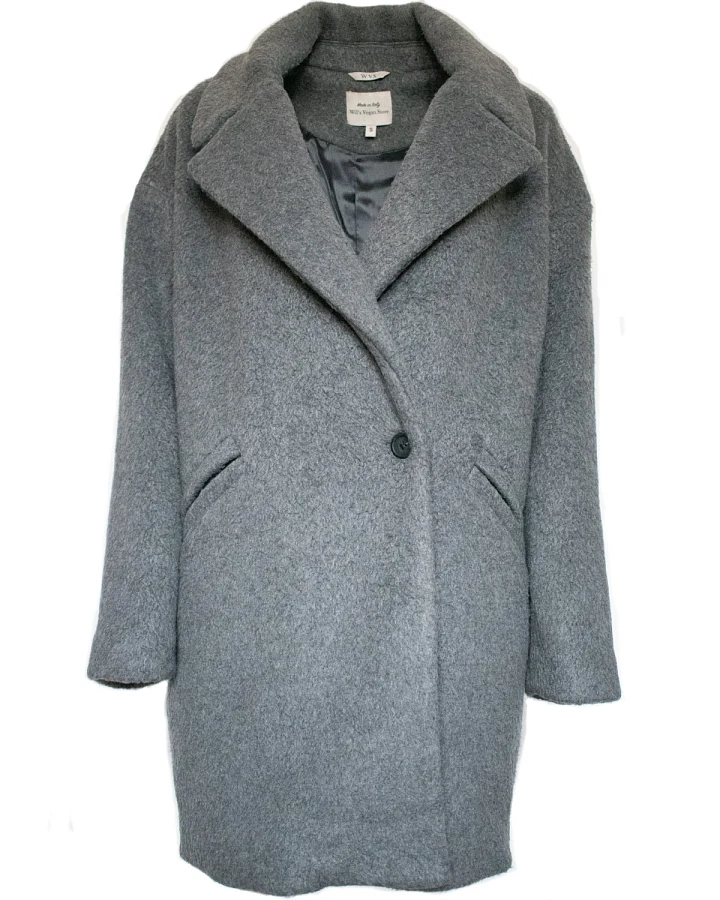 Will's Vegan Store Damen vegan Mantel Oversize Vegane Wolle Grau
