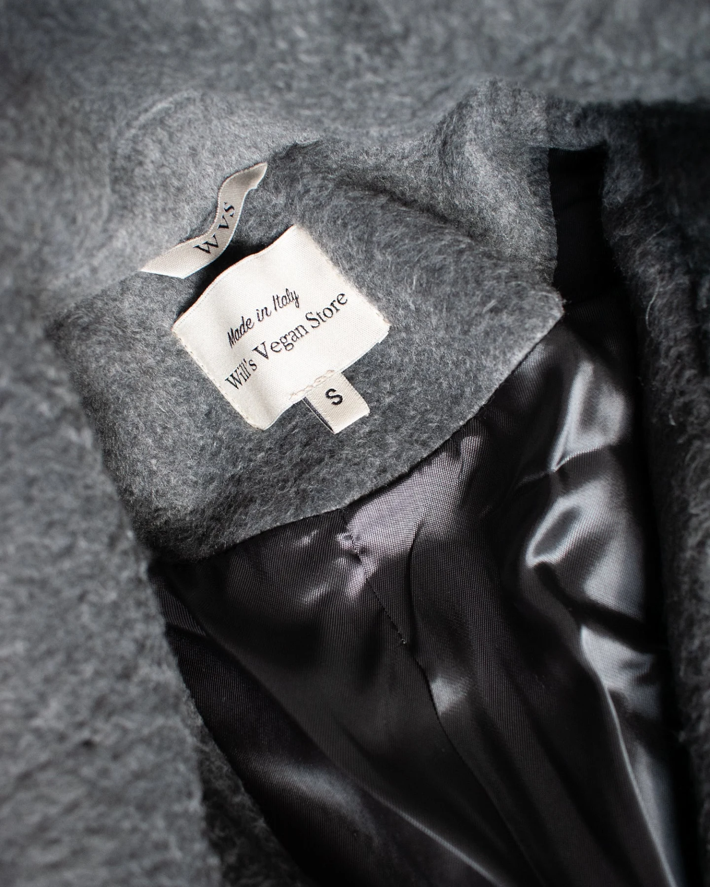 Will's Vegan Store Damen vegan Mantel Oversize Vegane Wolle Grau – Ansicht 2