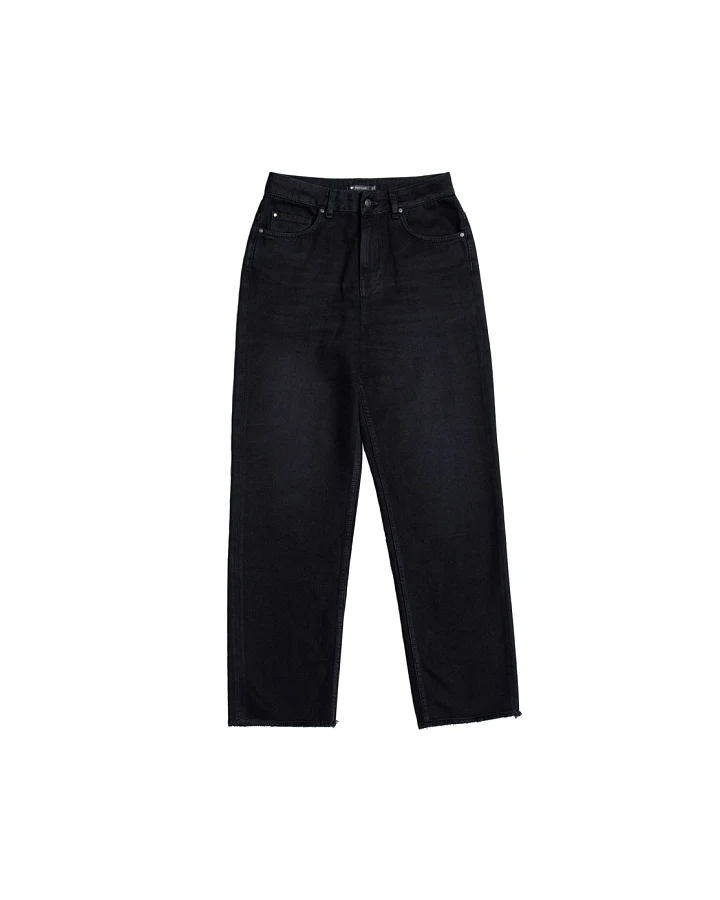 LOVJOI Damen vegan Gerade Jeans Medlar Overdyed Schwarz