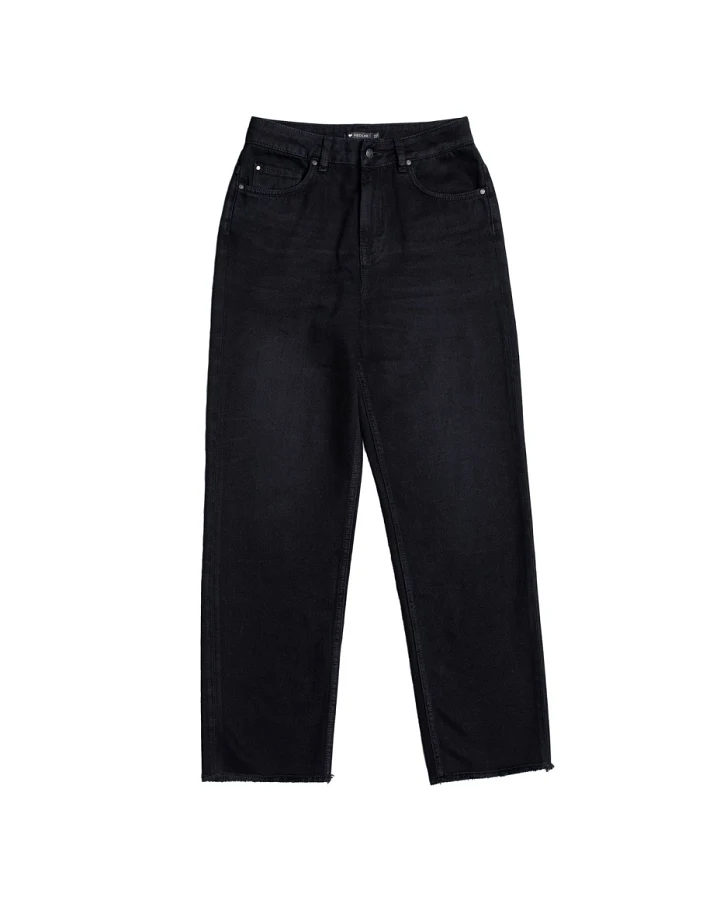 LOVJOI Damen vegan Gerade Jeans Medlar Overdyed Schwarz