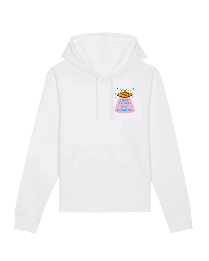 Oat Milk Club Damen vegan Hoodie Save Animals Eat Humans Unisex Weiß