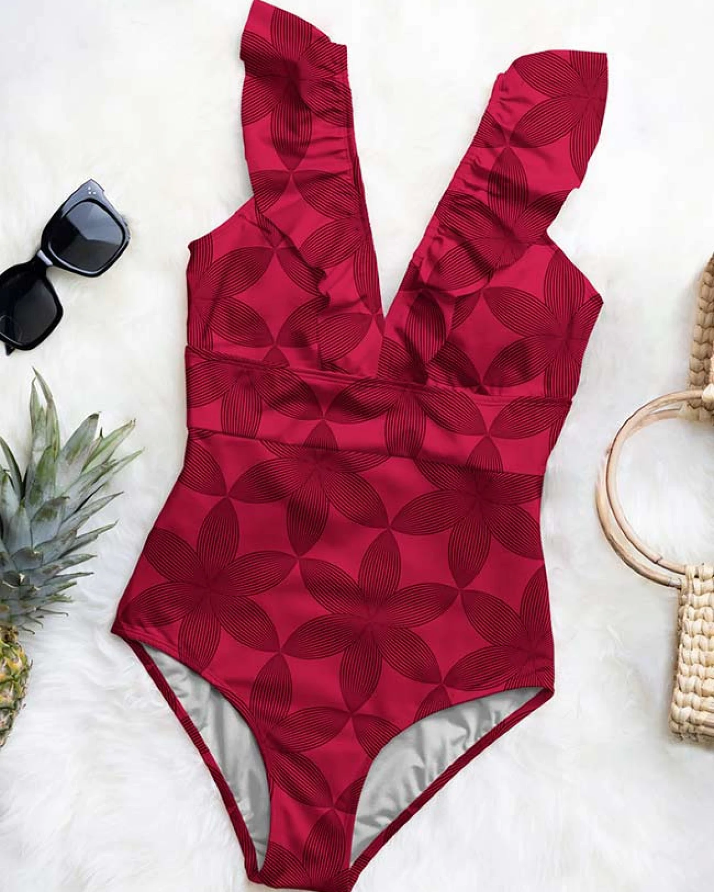 Averie Damen vegan Badeanzug Brinley Retro Rot – Ansicht 2