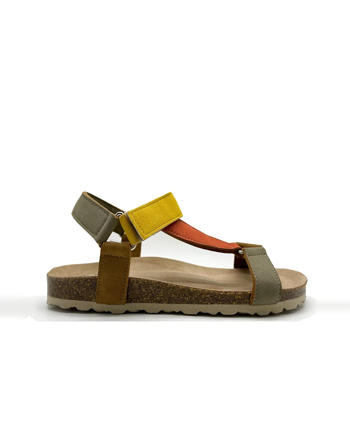thies Damen vegan Sandalen Eco Bio Trek Vegan Multi Earth Gelb & Grün