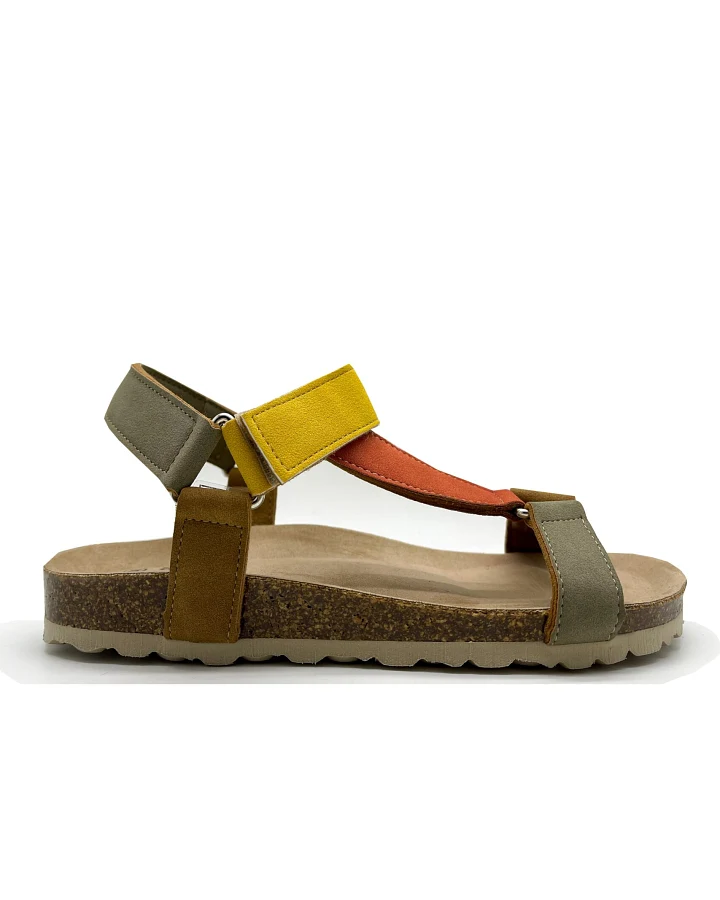 thies Damen vegan Sandalen Eco Bio Trek Vegan Multi Earth Gelb & Grün