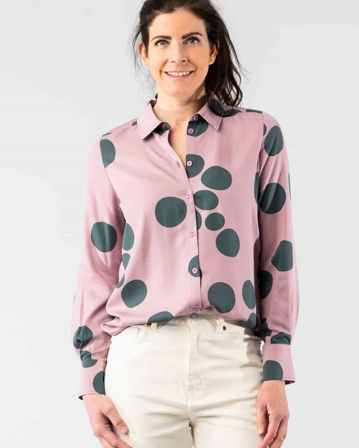 Marjolein Elisabeth Damen vegan Bluse Mees Lilac Circle Rosa