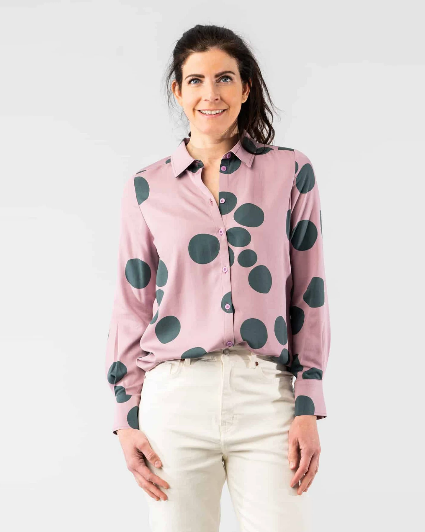 Marjolein Elisabeth Damen vegan Bluse Mees Lilac Circle Rosa – Ansicht 2