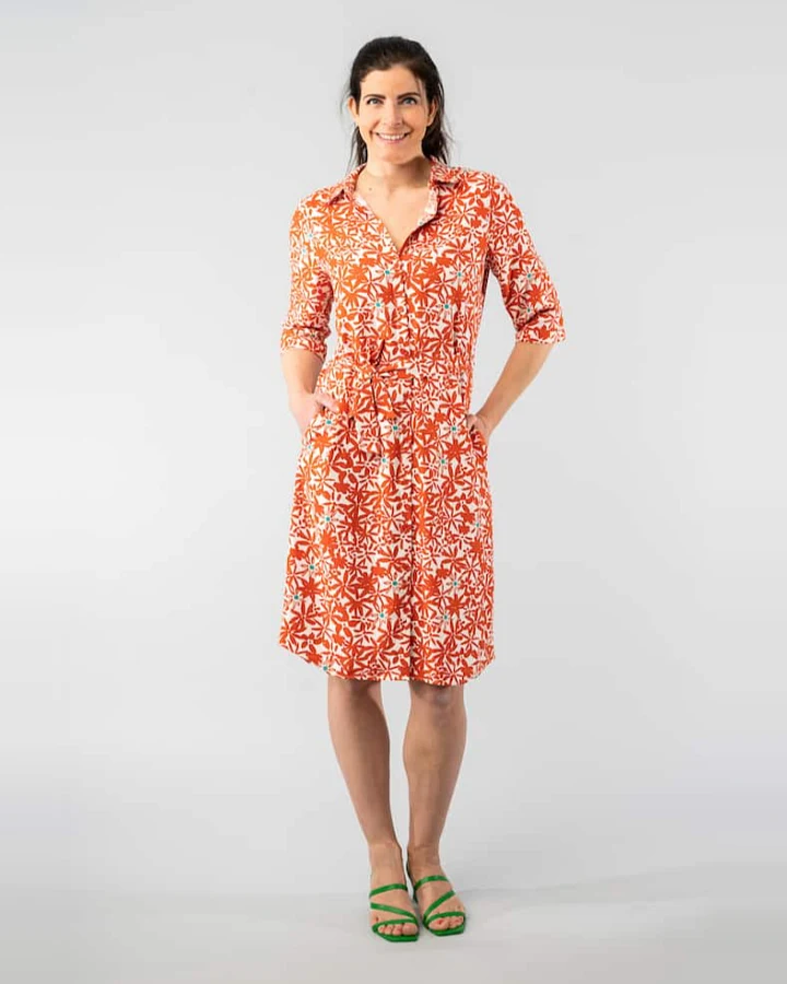 Marjolein Elisabeth Damen vegan Kleid Merel Blumen Rot