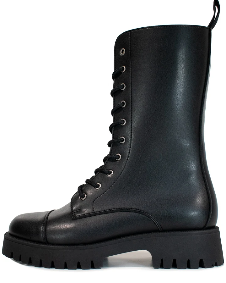 Will's Vegan Store Damen vegan Track Sole 10 Eye Boots Schwarz
