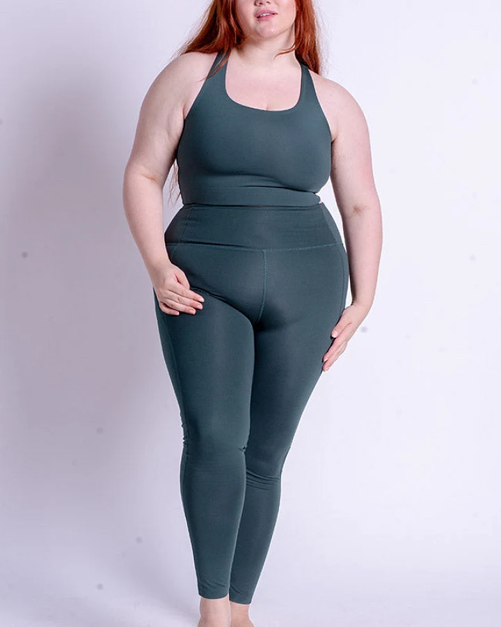 Girlfriend Collective Damen vegan Leggings High Rise Moosgrün