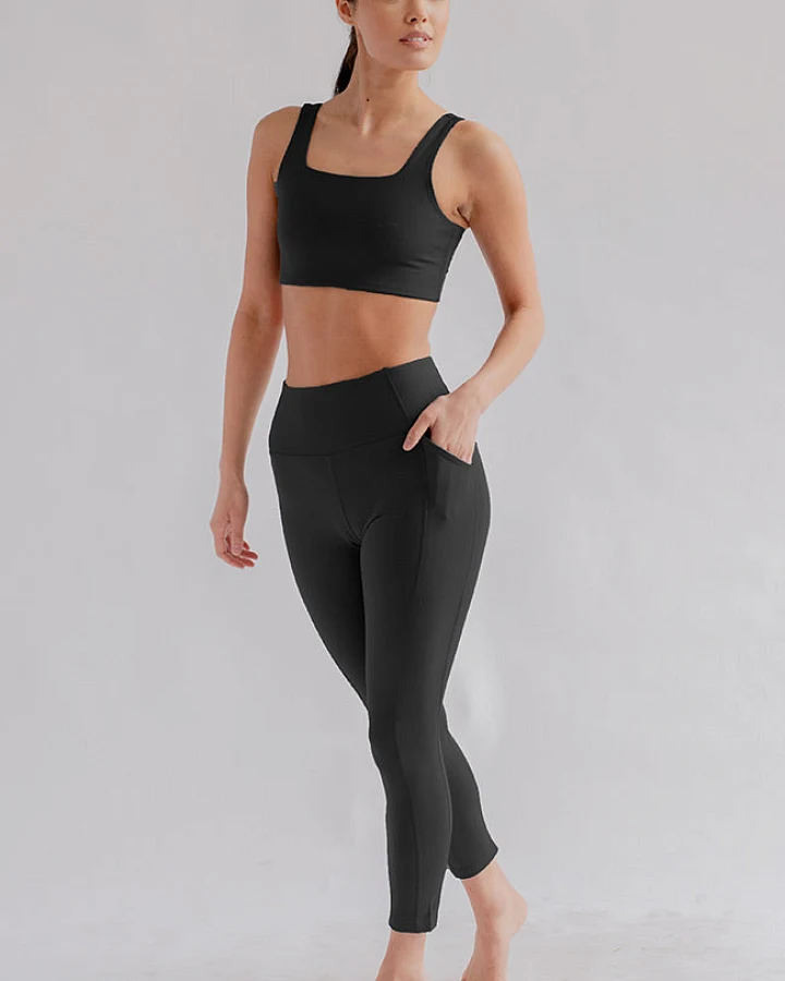 Girlfriend Collective Damen vegan Leggings High-Rise Schwarz