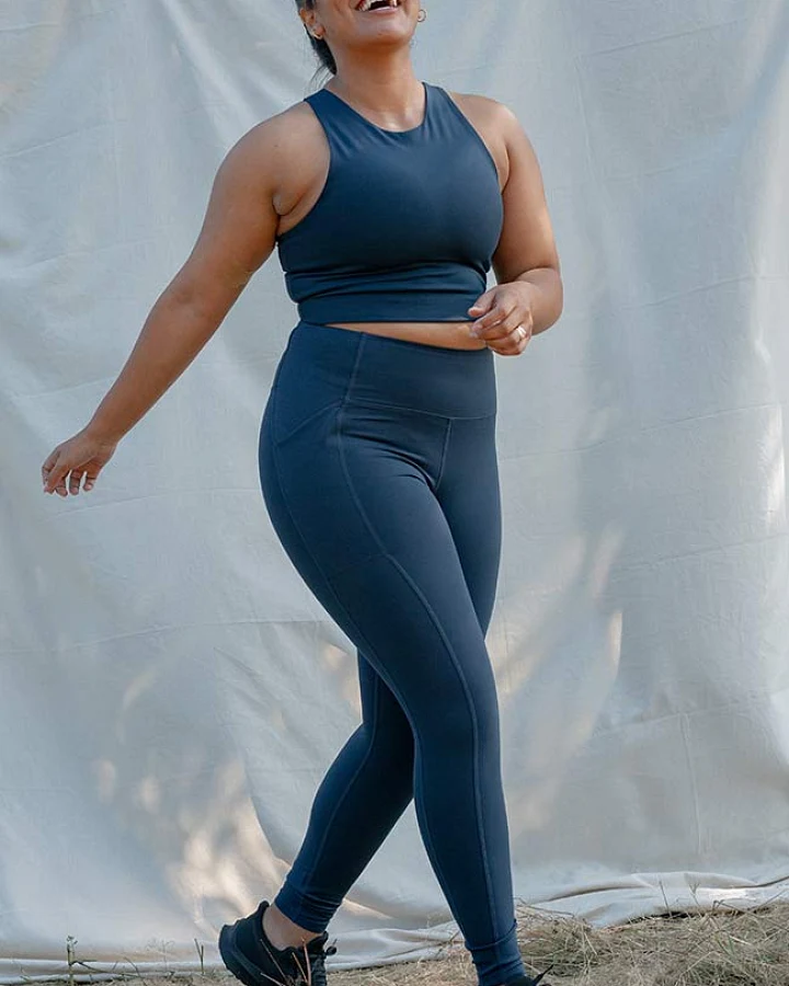 Girlfriend Collective Damen vegan Leggings High Rise Mitternachtsblau