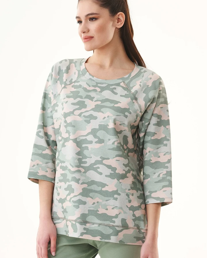ORGANICATION Damen vegan Sweatshirt Mit Camouflage-Muster