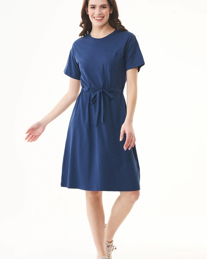 ORGANICATION Damen vegan Kleid Slub Jersey Navy Blau