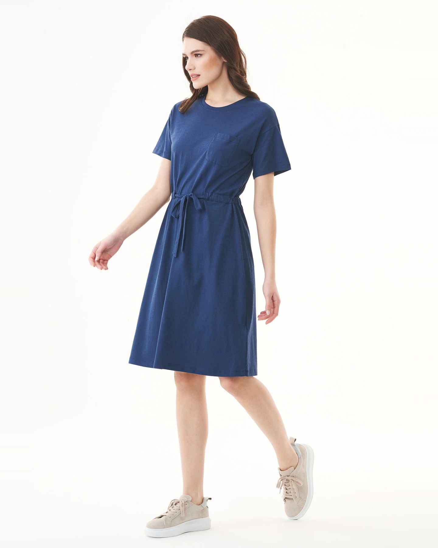 ORGANICATION Damen vegan Kleid Slub Jersey Navy Blau – Ansicht 2
