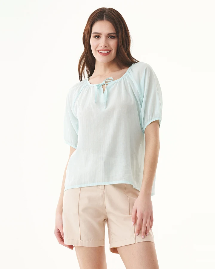 ORGANICATION Damen vegan Voile Bluse Blassblau
