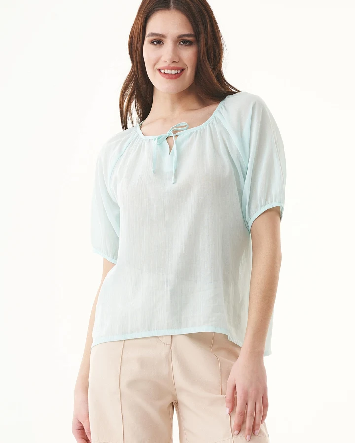 ORGANICATION Damen vegan Voile Bluse Blassblau