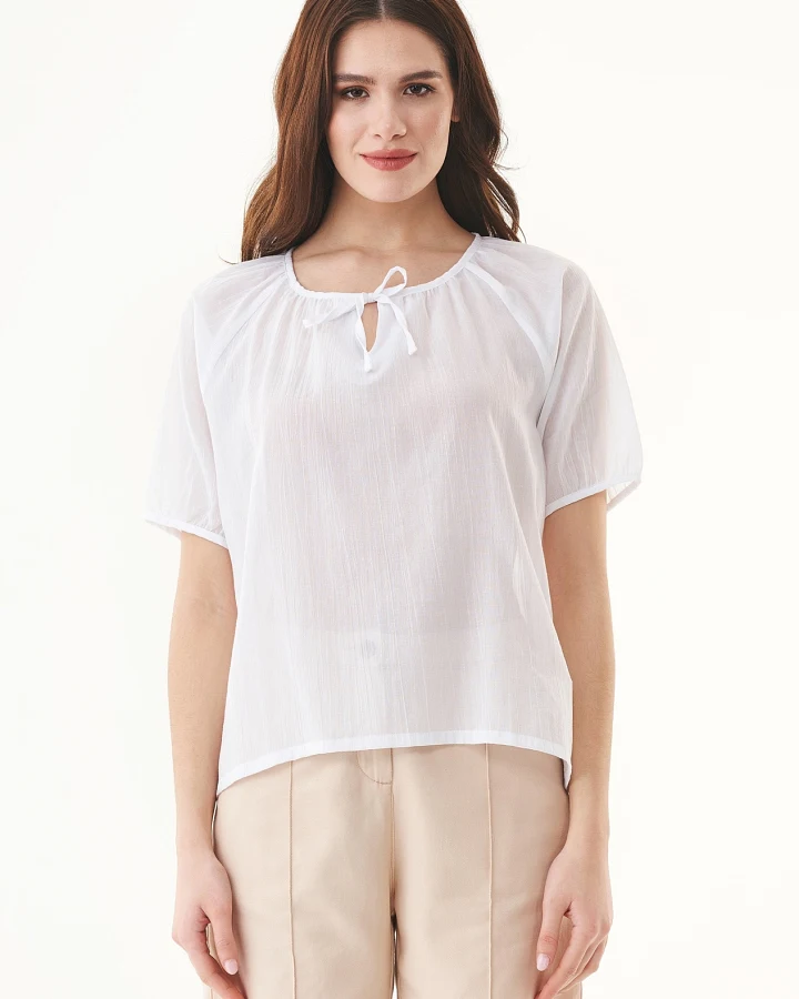 ORGANICATION Damen vegan Voile Bluse Weiß
