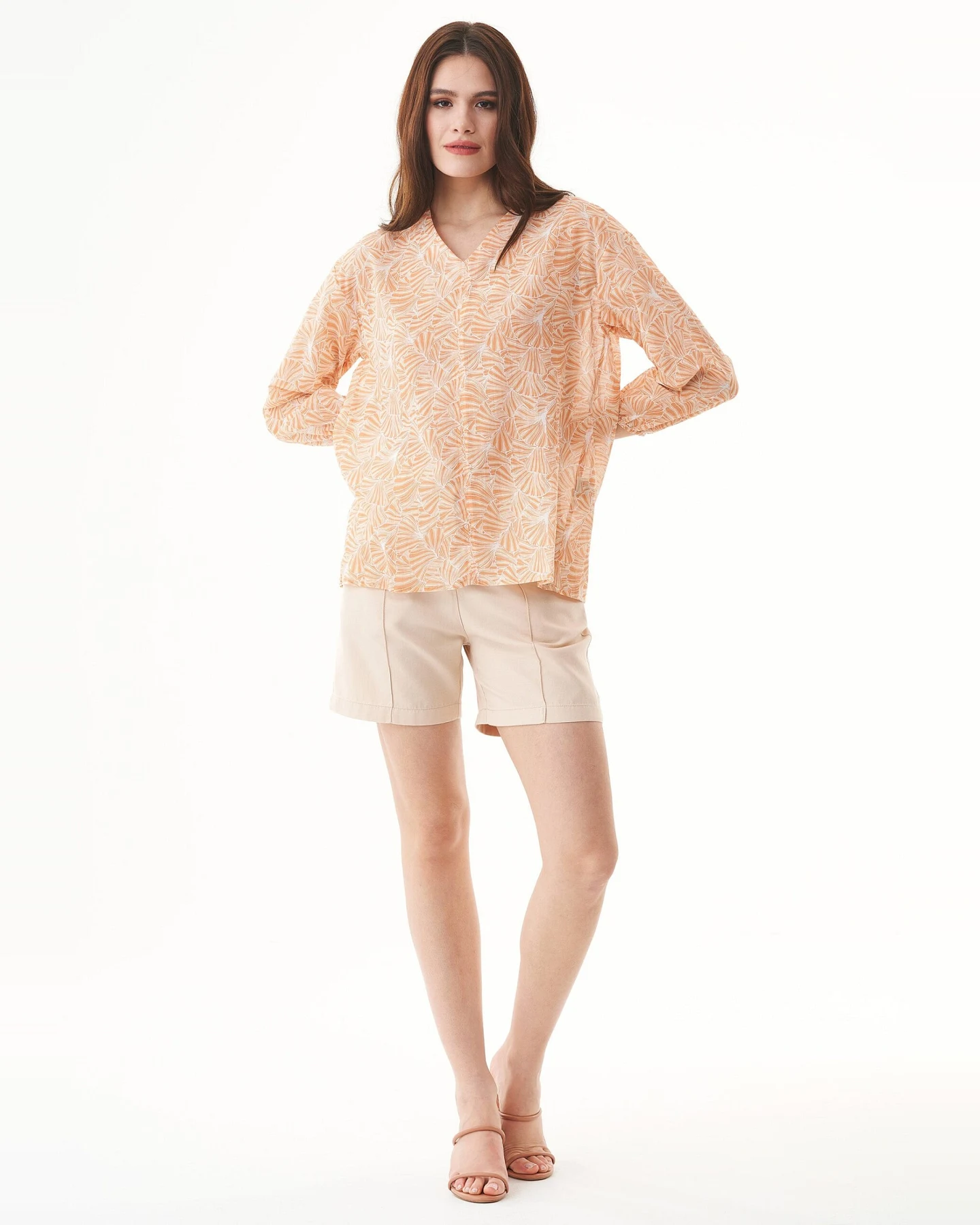 ORGANICATION Damen vegan Voile Bluse Hellbraun – Ansicht 2