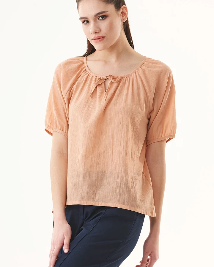 ORGANICATION Damen vegan Voile Bluse Hellbraun