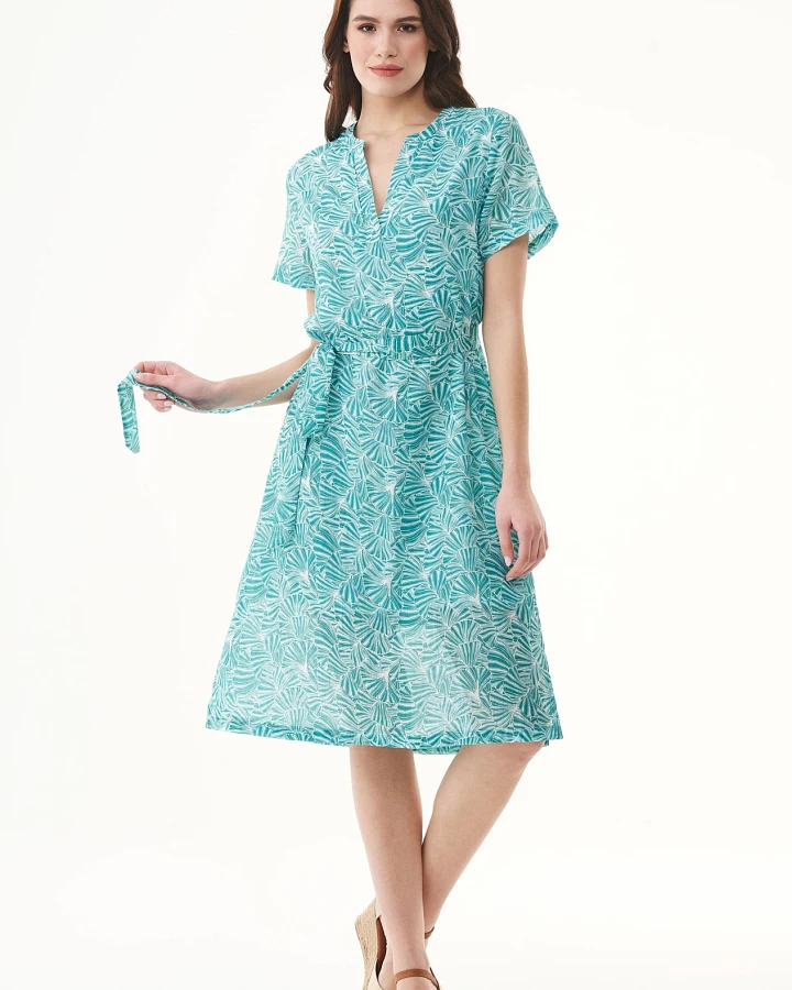 ORGANICATION Damen vegan Voile Kleid Blume Smaragdblau