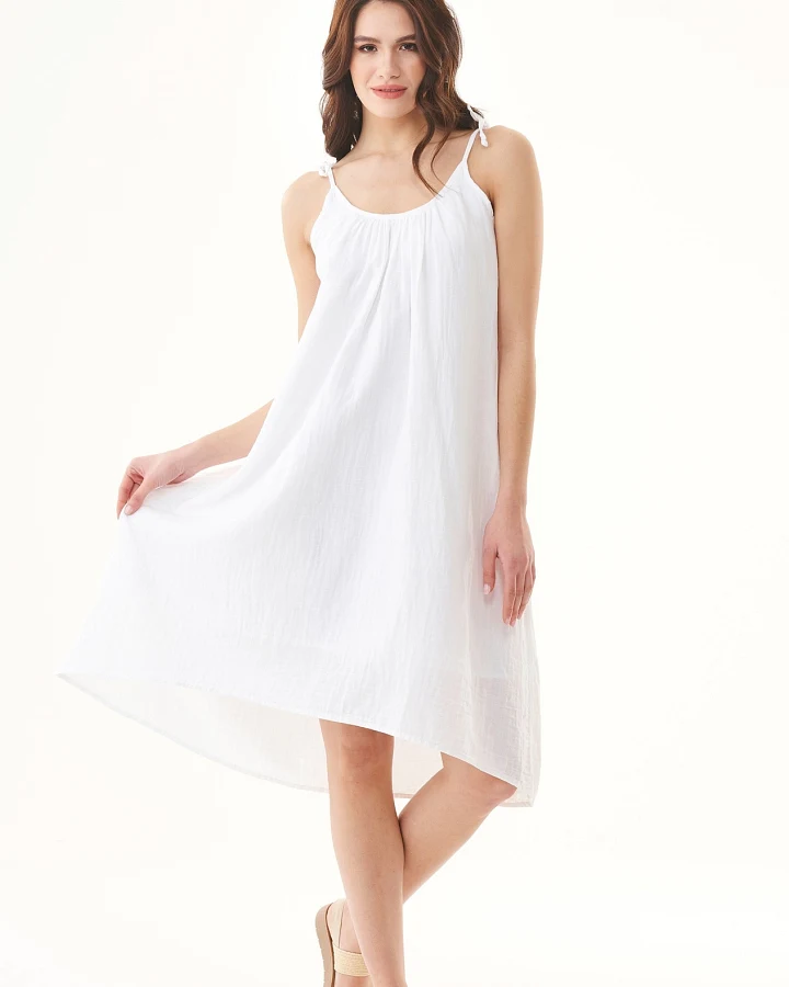 ORGANICATION Damen vegan Kleid Spaghetti Strap Weiß