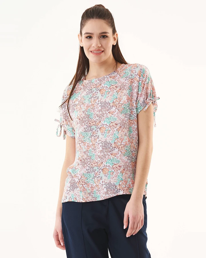 ORGANICATION Damen vegan Bluse Blume Multicolor