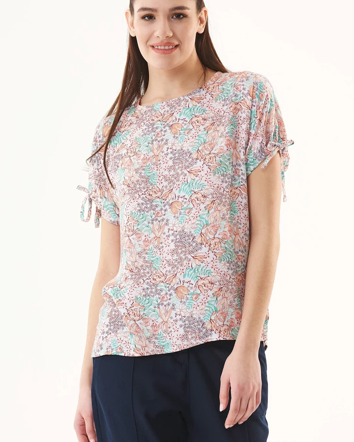 ORGANICATION Damen vegan Bluse Blume Multicolor