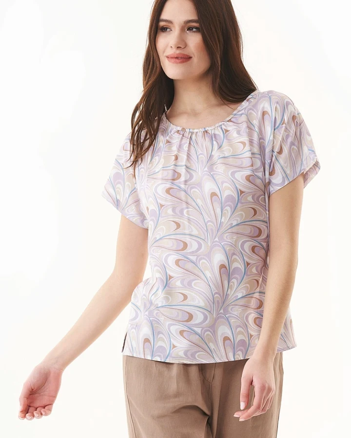 ORGANICATION Damen vegan Bluse Wellen Lavendel