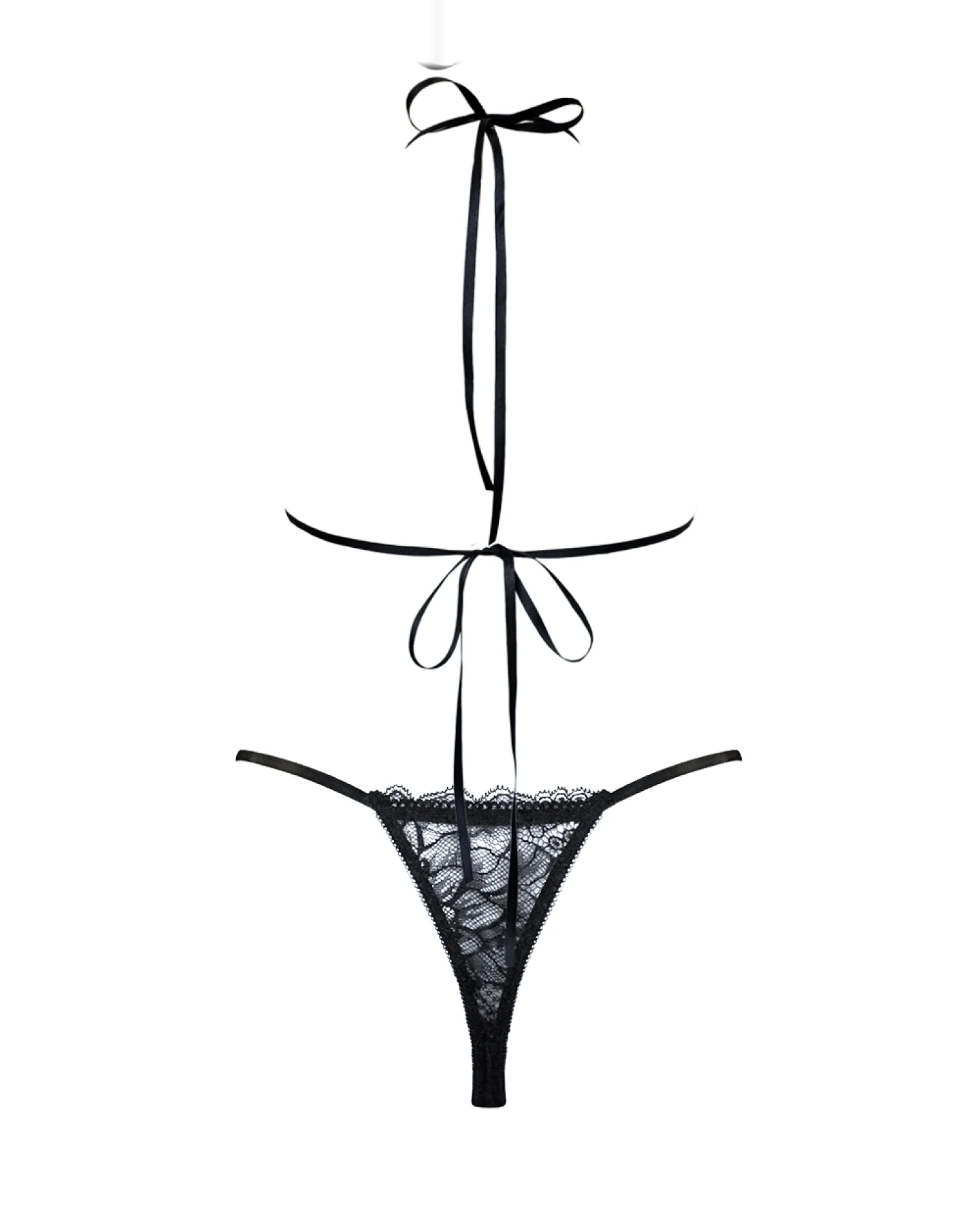 Anekdot Damen vegan Set Tanga & Bralette Kirschblüte Schwarz – Ansicht 2