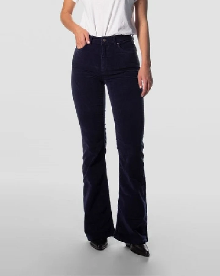 Kuyichi Damen vegan Jeans Flare Lisette Corduroy Dunkelblau