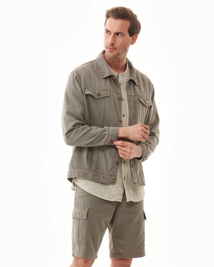 ORGANICATION Herren vegan Shirt Jacke Smokey Olivgrün