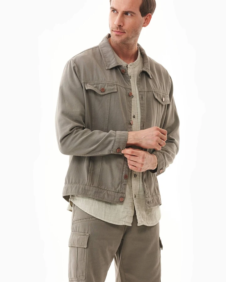 ORGANICATION Herren vegan Shirt Jacke Smokey Olivgrün