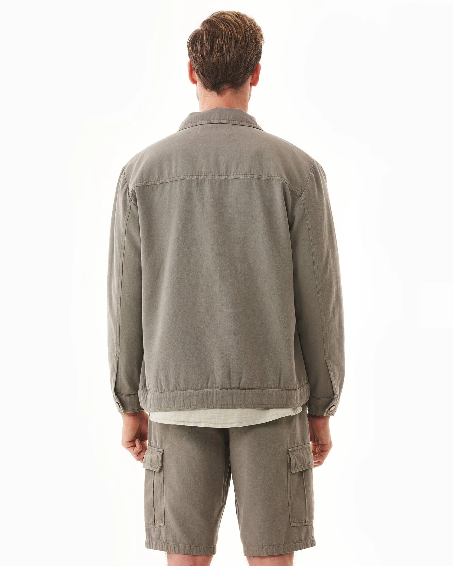 ORGANICATION Herren vegan Shirt Jacke Smokey Olivgrün – Ansicht 2