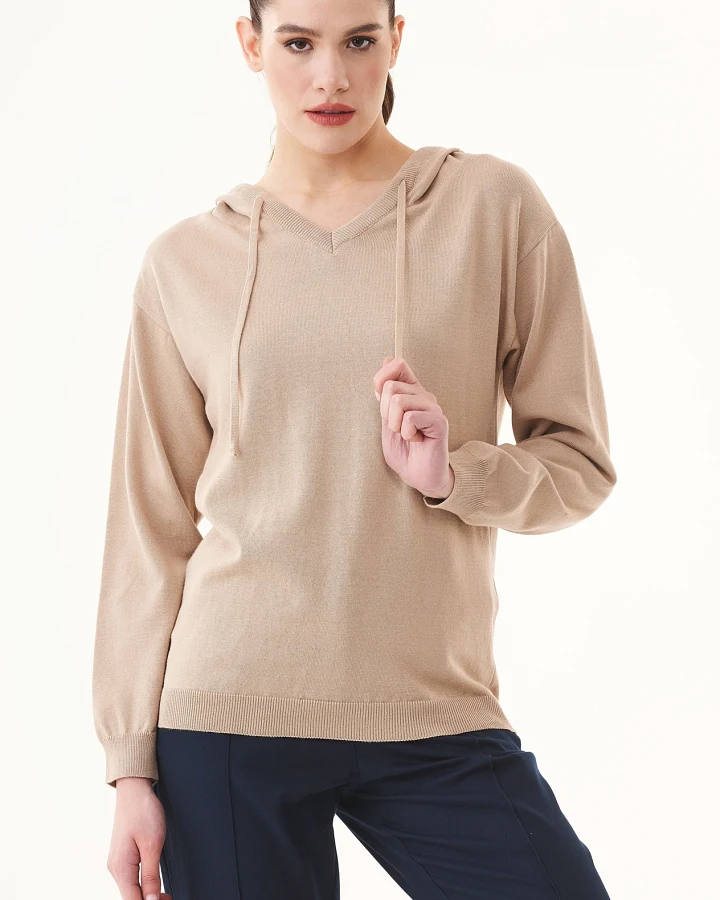 ORGANICATION Damen vegan Hoodie Feinstrick Abby Stone Beige