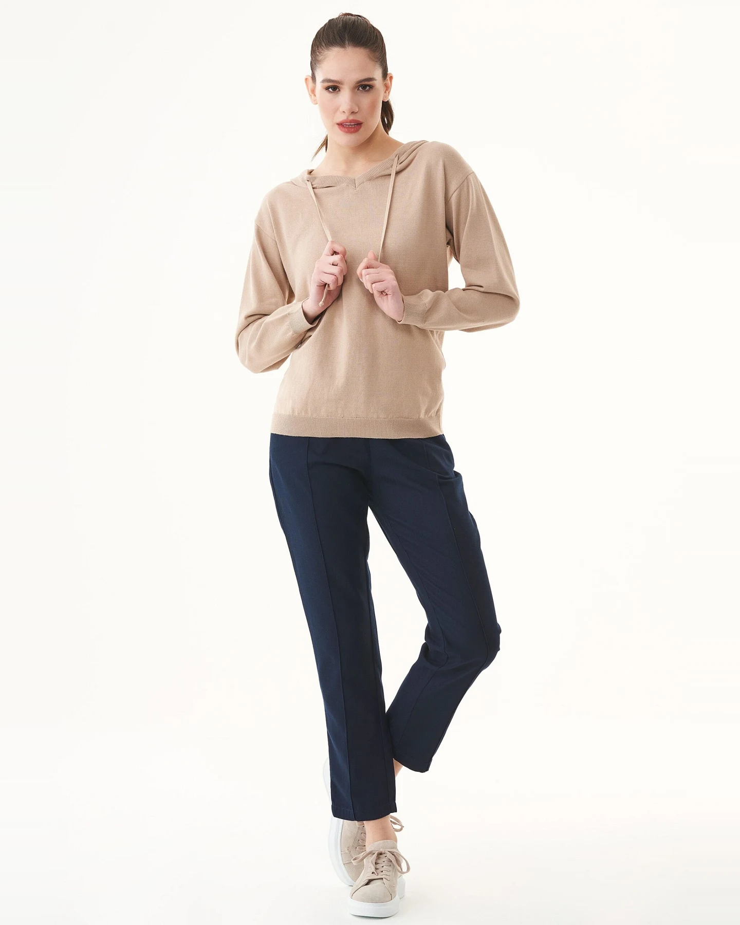 ORGANICATION Damen vegan Hoodie Feinstrick Abby Stone Beige – Ansicht 2