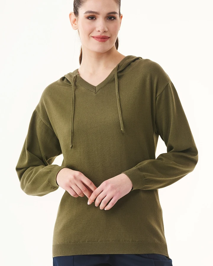 ORGANICATION Damen vegan Hoodie Feinstrick Khaki Grün