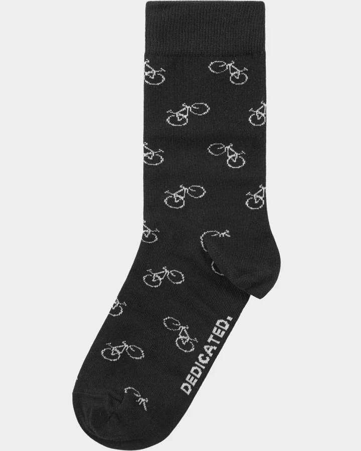 Socken Sigtuna Bike Pattern Schwarz