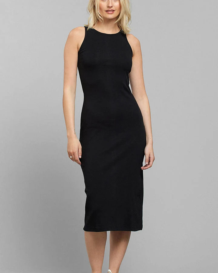 DEDICATED Damen vegan Kleid Motala Rib Schwarz
