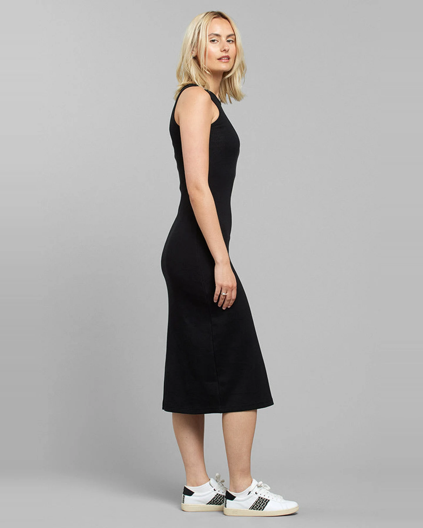 DEDICATED Damen vegan Kleid Motala Rib Schwarz – Ansicht 2