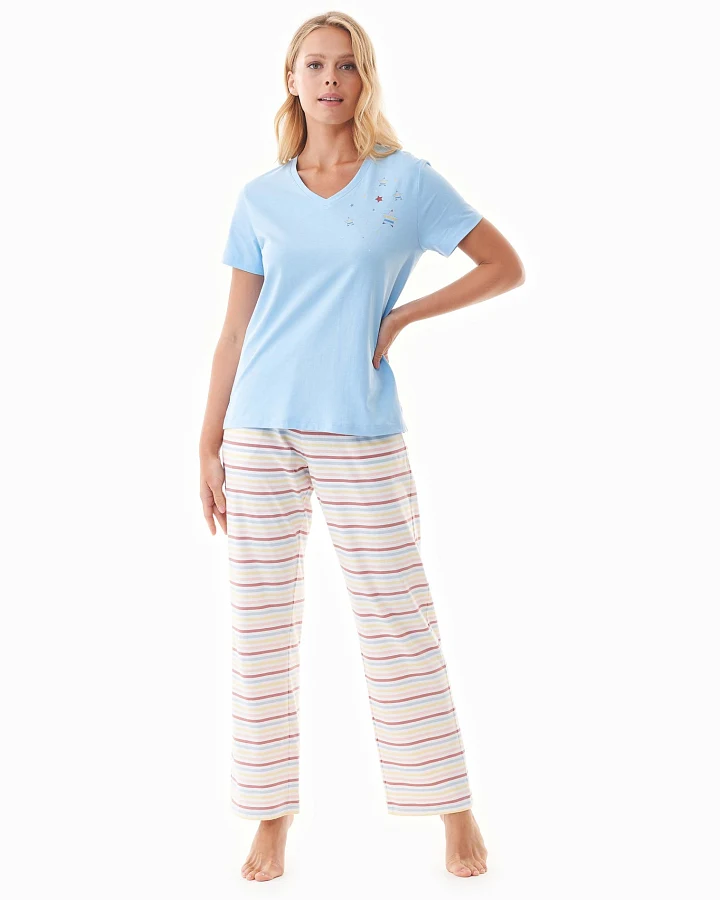 ORGANICATION Damen vegan Pyjama Set Trinnity Hellblau