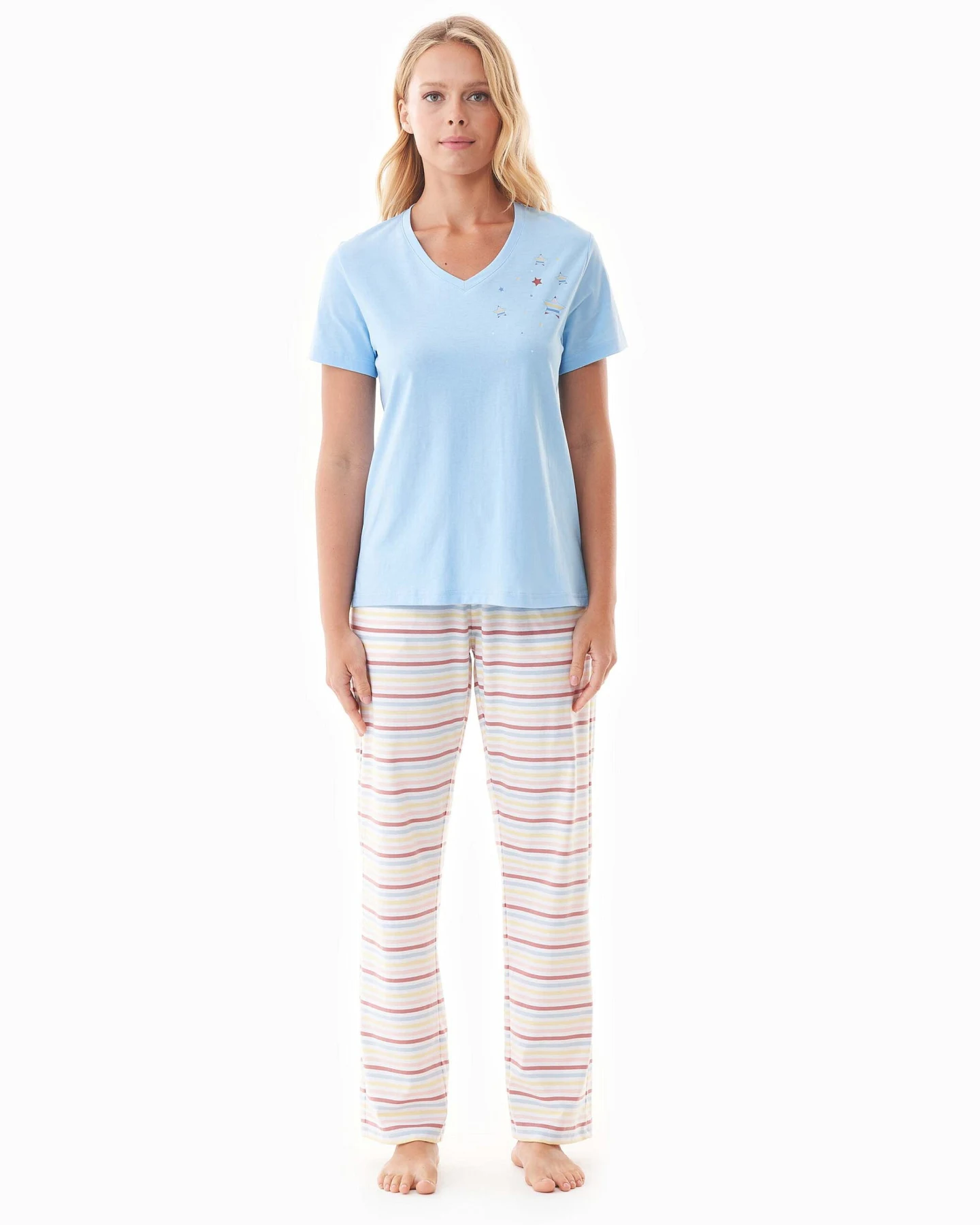 ORGANICATION Damen vegan Pyjama Set Trinnity Hellblau – Ansicht 2