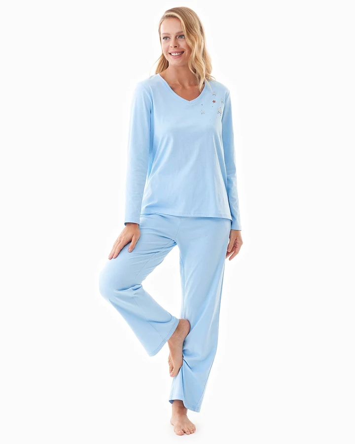 ORGANICATION Damen vegan Schlafanzug Set Tieerra Hellblau