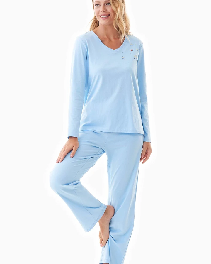 ORGANICATION Damen vegan Schlafanzug Set Tieerra Hellblau
